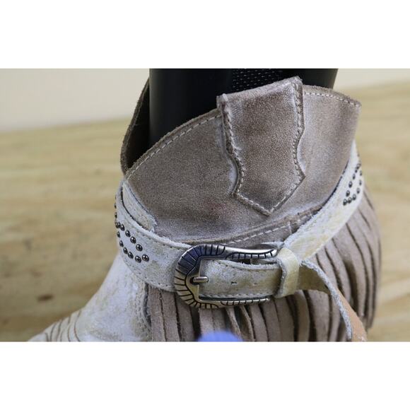 Sterling River Boots Womens 5.5M White Distressed Leather Tassel Western Ankle - Picture 11 of 16